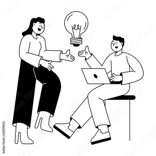 A Glyph style illustration showing creative brainstorming