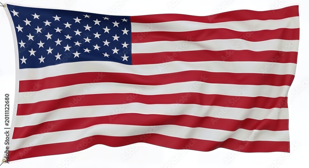 Obraz premium USA Flag 3D Illustration Isolated on Transparent Background