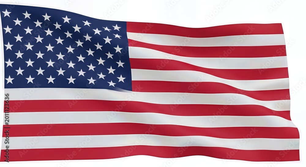 Fototapeta premium USA Flag 3D Illustration Isolated on Transparent Background