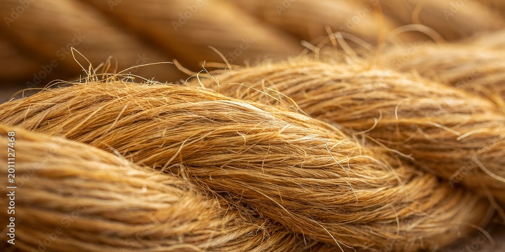 Fototapeta premium Extreme Close Up of Raw Jute Fibers with Natural Texture Detail