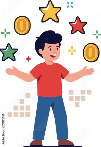 Retro arcade gaming items Illustration