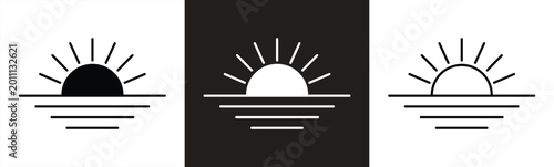 Foto linear sunset icon. sunrise icon. vector illustration