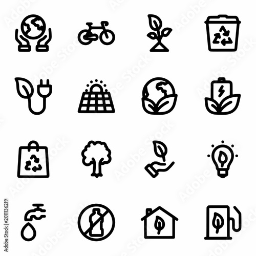 set of vector ecology icons