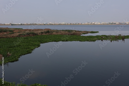 Photography The famous Fox Sagar Lake in Kompally of Hyderabad in India is facing encroachment