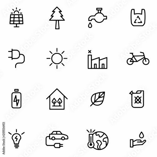 Ecology and environment icons set