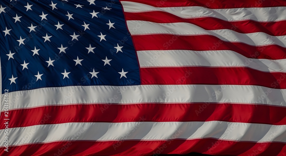 Obraz premium Waving american flag with realistic fabric texture, high resolution usa flag background for national holidays and patriotic events