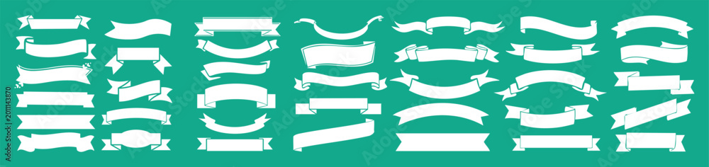 Fototapeta premium Hand drawn ribbon banner set vector scroll labels for logo and branding design