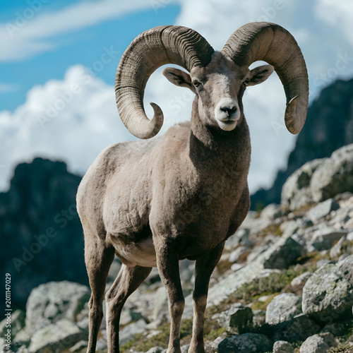 bighorn sheep standing on a rocky ground