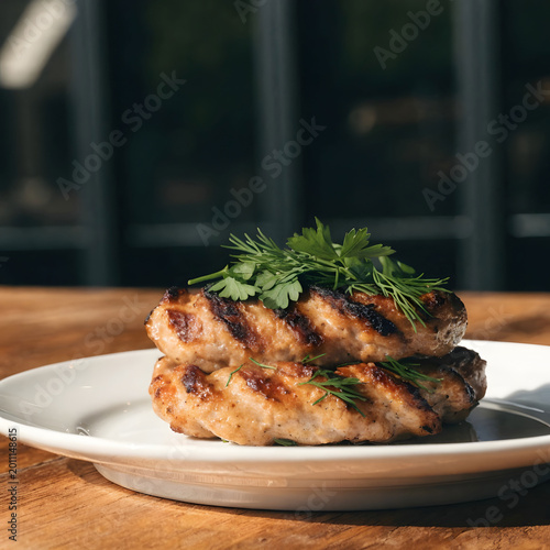 kebab of minced chicken with dill and parsley
