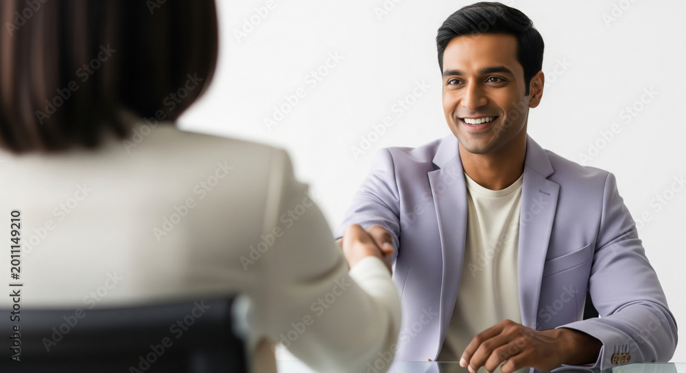 Obraz premium happy young indian business people working together at office