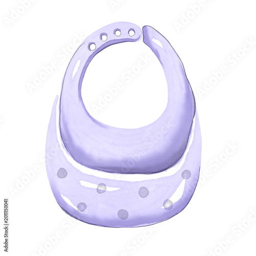 Lilac baby bib. Watercolor illustration