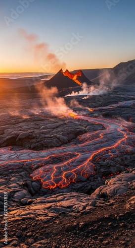 Earth's fiery heart awakens at dawn.