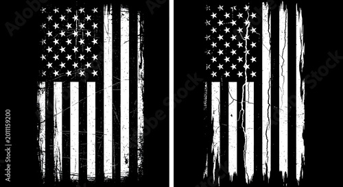 Distressed black and white american flag designs