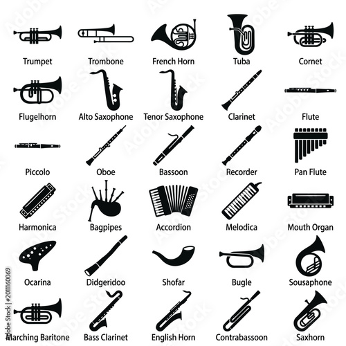 Collection of various musical instruments