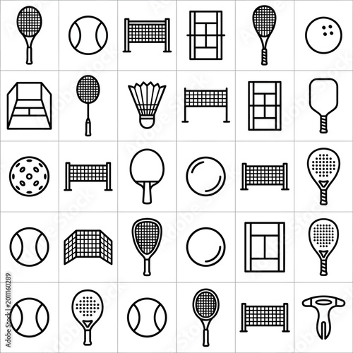 Photos Various sports icons including tennis rackets and balls