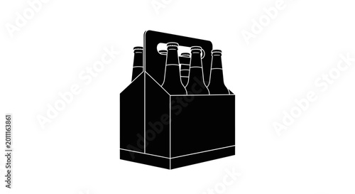Canvastavla Six pack carrier silhouette black outline on white background