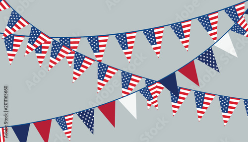 Foto Criss cross usa bunting flag banner pennant garland set vector illustration for