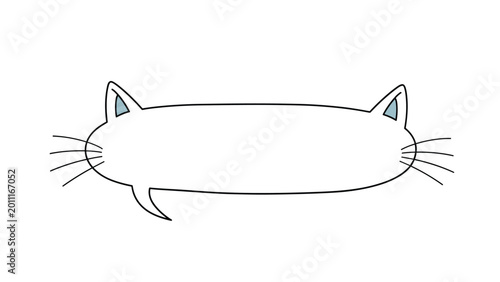 Simple speech bubble in the shape of a cat's head with ears and whiskers, providing a cute and playful space for comic or chat messages.