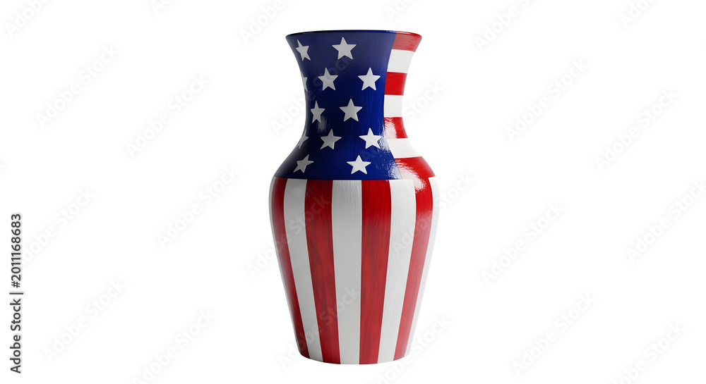 Obraz premium 4th of july patriotic vase american flag design isolated on transparent background