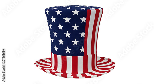 Patriotic american top hat for 4th of july isolated on transparent background