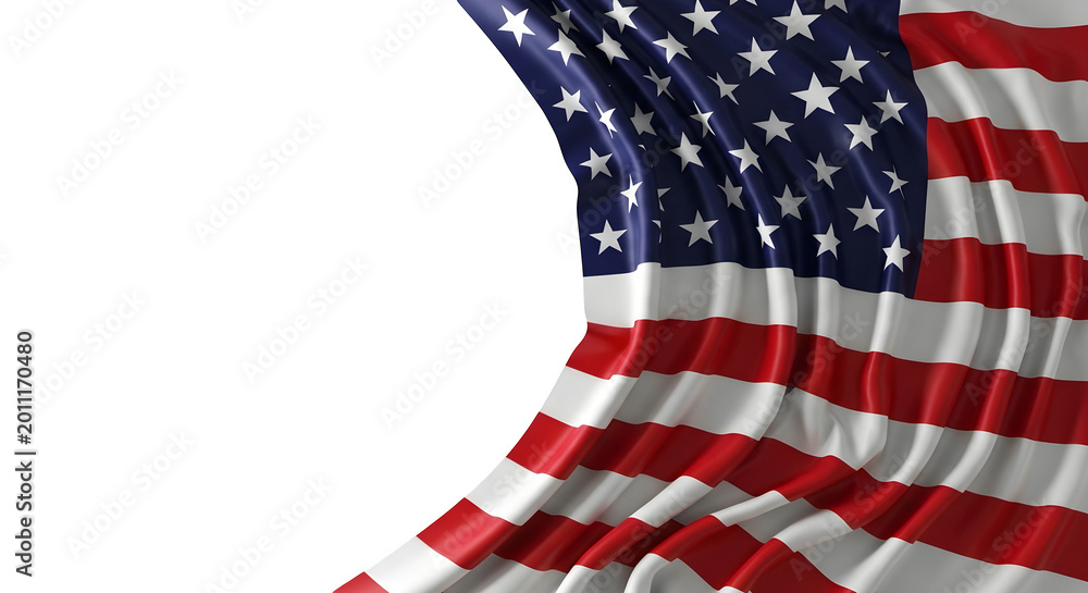 Obraz premium American flag waving on 4th of july isolated on transparent background