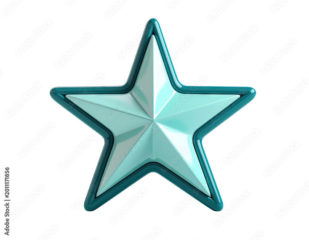 Obraz premium 3D Rendered Teal Star with Glossy Finish