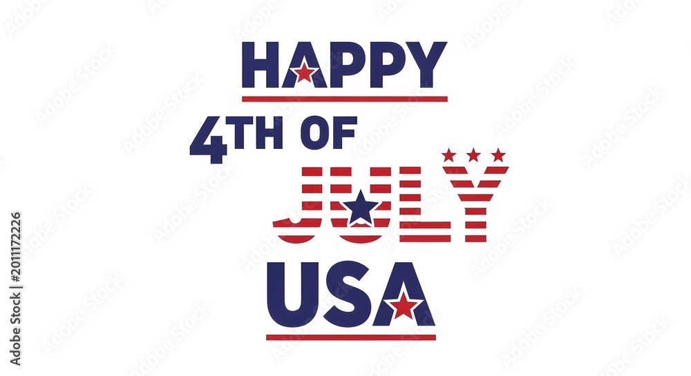 Obraz premium Happy 4th of july usa text design with star elements