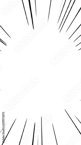 Comic Focus Lines Vertical Video Loop Animation White Background, Manga Style Radial Speed Lines 