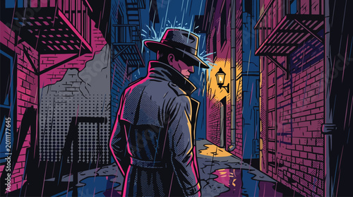 Mysterious man in trenchcoat and fedora.