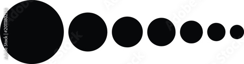 Photography Abstract black circle size progression illustration, geometric dot sequence desi