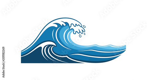 Tableau sur toile Large Blue Ocean Wave Crashing Water.