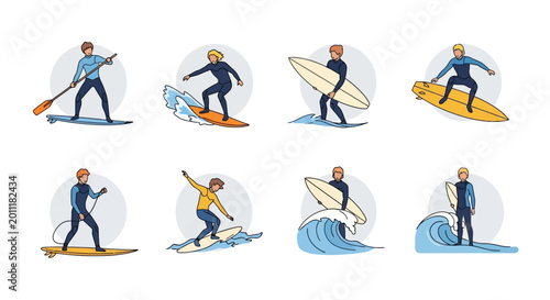 Photos People surfing on ocean waves sports.