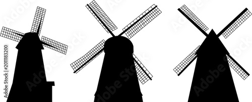 Photos windmill silhouette, vector
