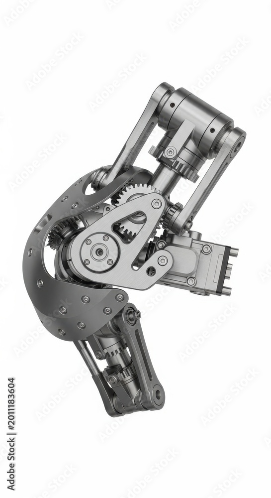 Naklejka premium Advanced Robotic Knee Joint Mechanism with Gears, Engineering, Technology