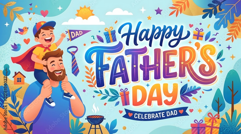 Fototapeta premium Modern Gradient Father’s Day Typography Design