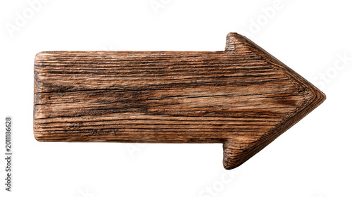 Rustic Wooden Arrow Sign Isolated on Transparent Background, Weathered Timber Direction Pointer Board with Natural Wood Texture PNG