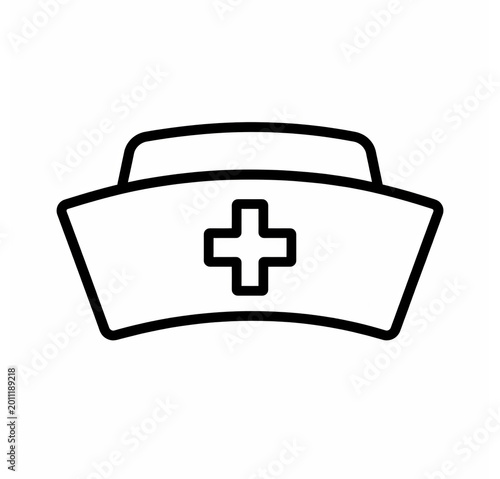 Nurse Cap Line Icon | Medical Uniform Hat Healthcare Professional Symbol