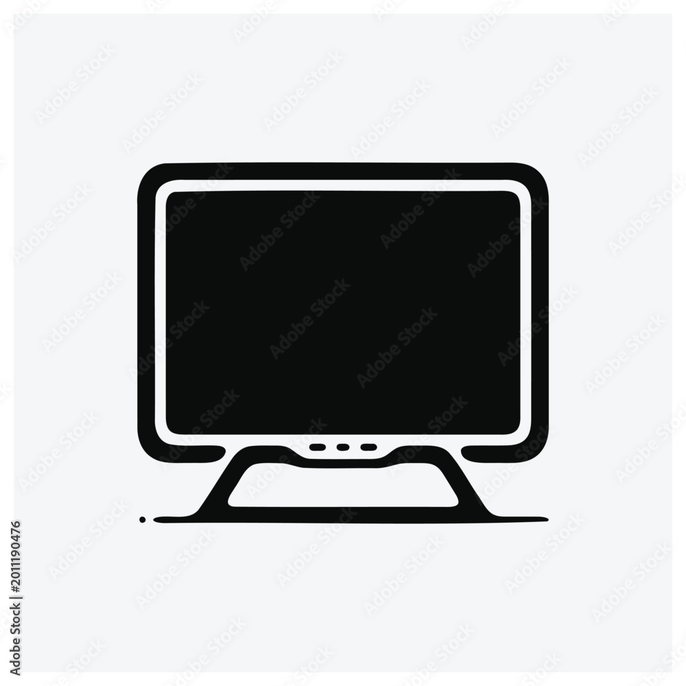 Fototapeta premium Minimalist silhouette icon of a modern flat-screen computer monitor.