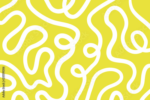 Abstract White Wavy Lines on Yellow Background