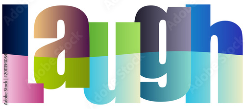 Εκτύπωση καμβά Colorful gradient text design showing word laugh with transparent background