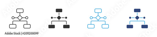 Tableau sur toile Workflow diagram icon set, Process flow symbols, Organizational chart icons, Str