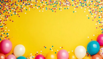 A vibrant festive border bursting with cheerful colors for party celebration banners and cards.