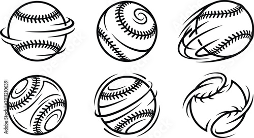 Tableau sur toile Baseball Icon Set with Dynamic Motion and Spin Effect Designs for Sports, Logos,