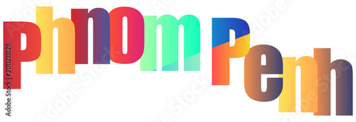 Tableau sur toile Colorful Gradient Text Design Featuring Phnom Penh City Name