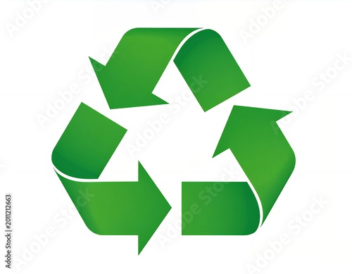 Green universal recycling symbol icon on white background representing environmental sustainability and waste management.