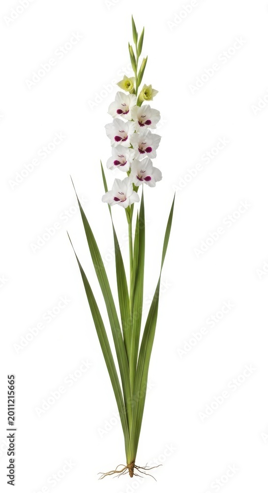 Fototapeta premium White Gladiolus Flower Isolated on White Background