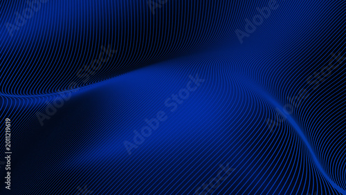 Foto It consists of thousands of thin blue lines that curve and overlap, creating an effect of depth and dimension like silk cloth blowing in the wind or waves of energy