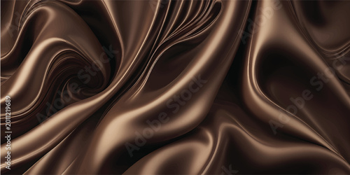 Fotografia Luxurious chocolate brown silk satin fabric background with smooth flowing waves
