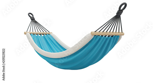 Blue Hammock with Wooden Spreader Bars