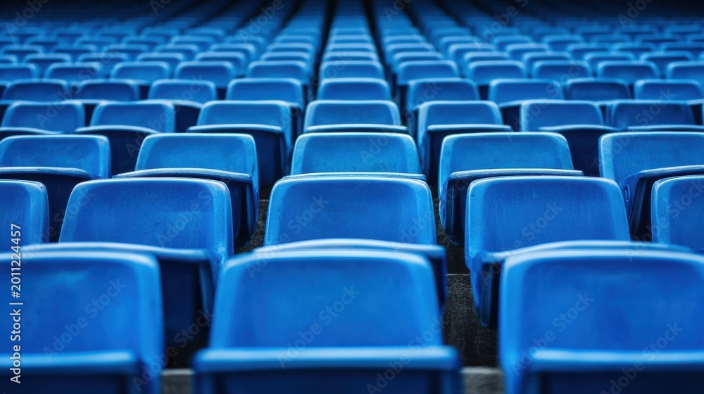 Fototapeta premium Rows of empty blue stadium seats